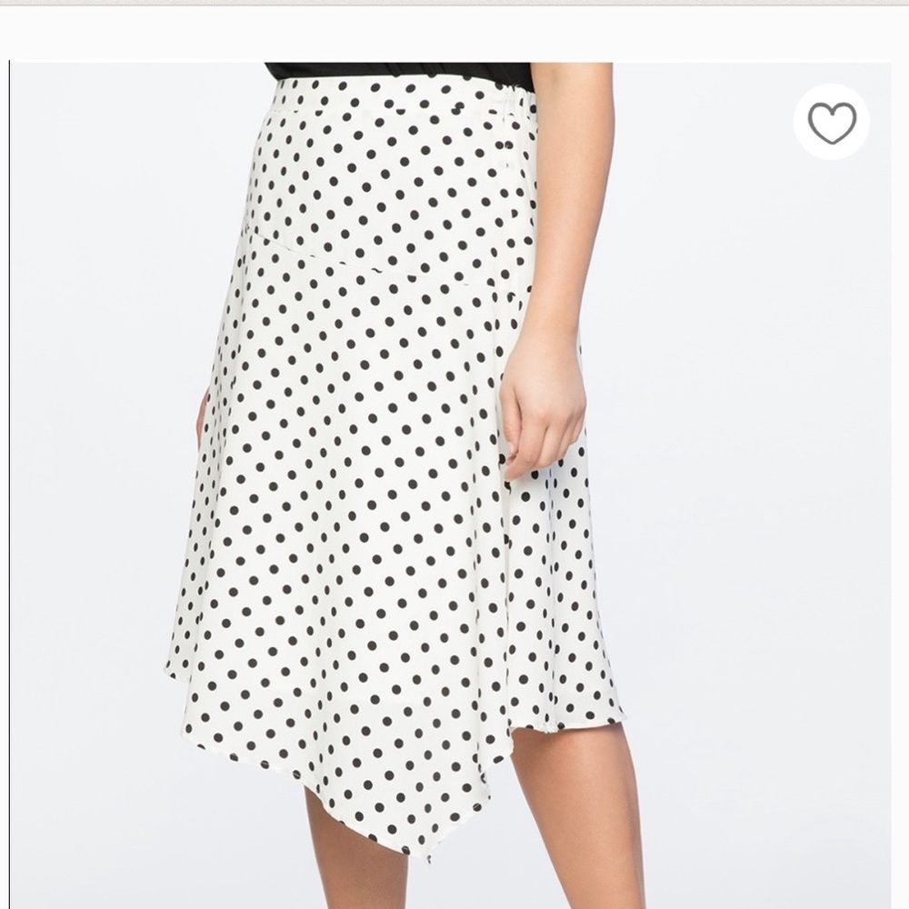 New Eloquii Asymmetrical Polka Dot Midi Skirt